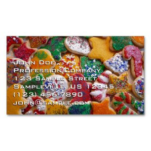 Cartão De Visitas Magnético Biscoitos de Natal I Confeitaria Colorida de Féria