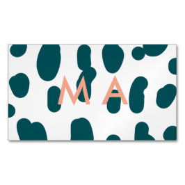Cartão De Visitas Magnético Blue polkadot orange pastel monogram man letter pa