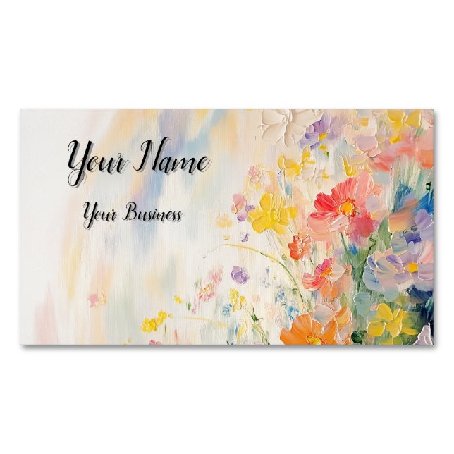 Cartão De Visitas Magnético Blumenmotiv in Ölfarben (Frente)