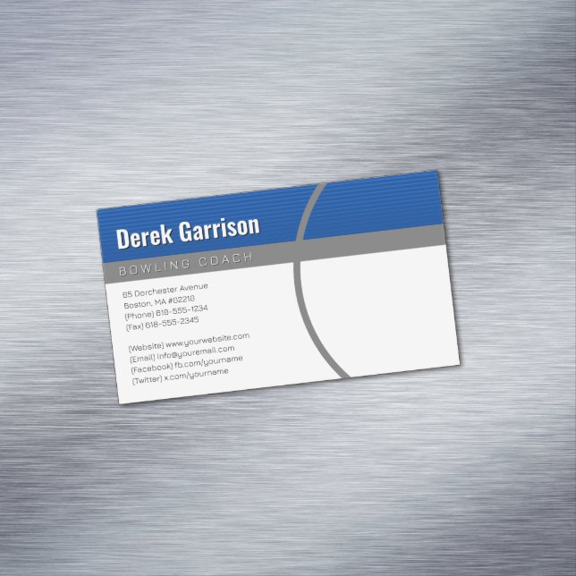Cartão De Visitas Magnético Boliche Coach | Oferta desportiva perfeita (Posição Original)