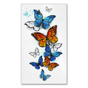 Cartão De Visitas Magnético Borboletas voadoras Morpho e Monarca
