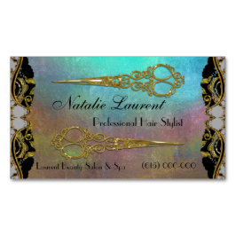 Cartão De Visitas Magnético Borda de águas de tesoura dupla e elegante profiss