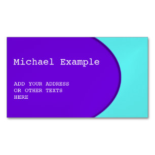 Cartão De Visitas Magnético BOTÃO OVAL - roxo + texto e ideias