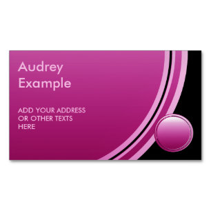 Cartão De Visitas Magnético Botão redondo sobre gradientes de ameixa + seu dor