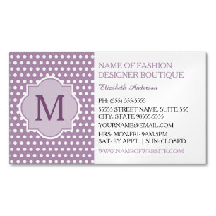 Cartão De Visitas Magnético Boutique de Moda Lavender Dot