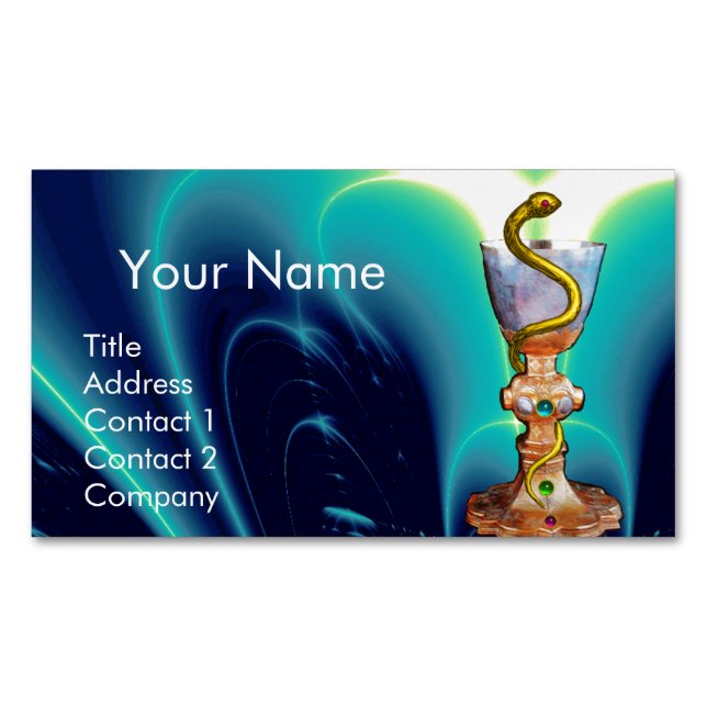 Cartão De Visitas Magnético BOWL DE HYGEIA Medicine, Pharmacy/Teal Blue (Frente)