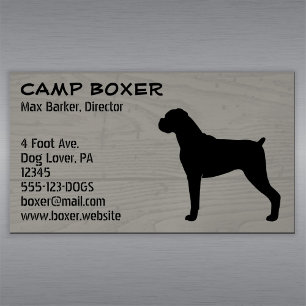 Cartão De Visitas Magnético Boxer Dog Silhouette com Ouvidos Naturais Faux Woo