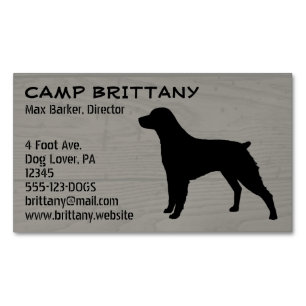 Cartão De Visitas Magnético Brittany Spaniel Silhouette Dog Breed Faux Wood