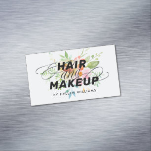 Cartão De Visitas Magnético Buquê de flores coloridas no azul Cabelo & maquiag