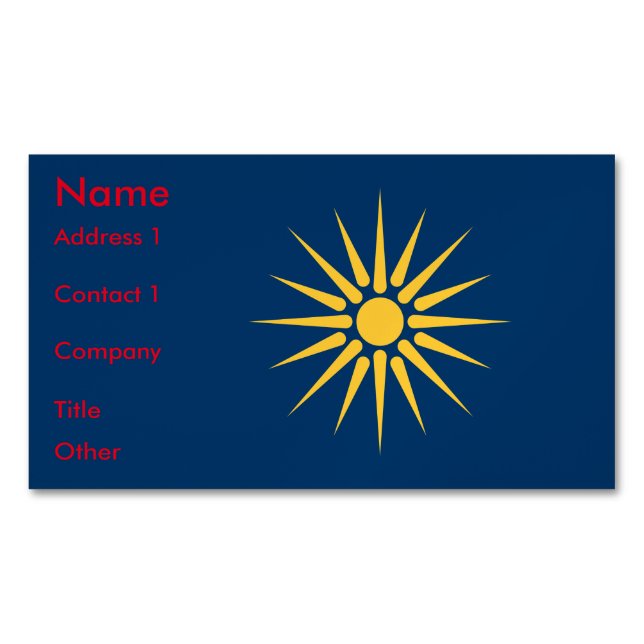 Cartão De Visitas Magnético Business Card Magnet with Flag of Macedonia (Frente)