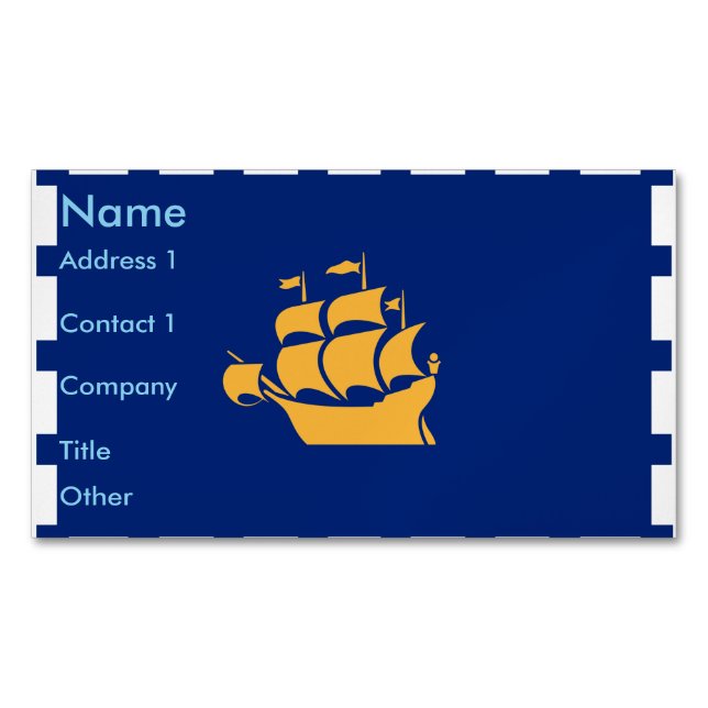 Cartão De Visitas Magnético Business Card Magnet with Flag of Quebec City (Frente)