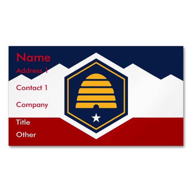 Cartão De Visitas Magnético Business Card Magnet with Flag of Utah, US (Frente)
