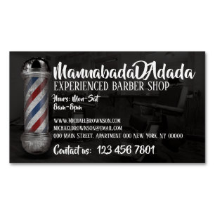 Cartão De Visitas Magnético Cabelereiro poste Hair Man loja foto personalizada