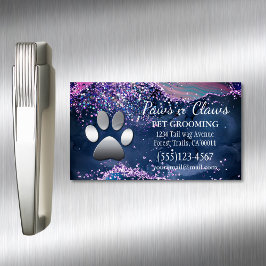 Cartão De Visitas Magnético Cachorro de Luxo, Pet Grooming Paw Agat