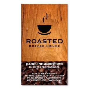 Cartão De Visitas Magnético Café Xícara de Java Feijões de café