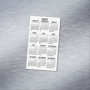 Cartão De Visitas Magnético Calendário Mini Minimal 2027 - Preto e Branco