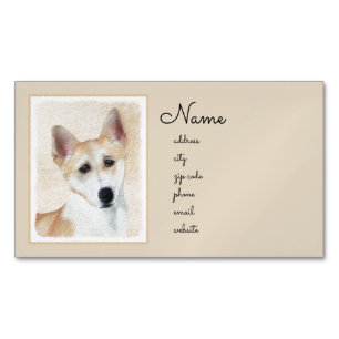 Cartão De Visitas Magnético Canaan Dog Painting - Arte de Cachorro Original