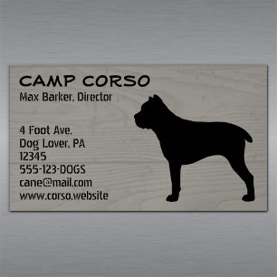 Cartão De Visitas Magnético Cane Corso Silhouette Faux Wood Grain Style