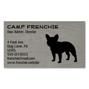 Cartão De Visitas Magnético Cão preto da silhueta   Frenchie do buldogue
