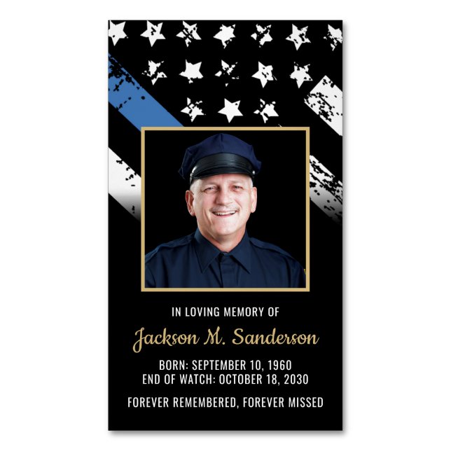 Cartão De Visitas Magnético Cartão de Oração de Fotografia Funeral de Polícia  (Frente Vertical)