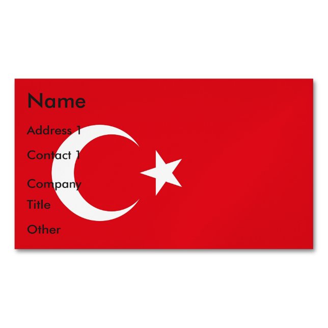 Cartão De Visitas Magnético Cartão de visita com bandeira da Turquia (Frente)
