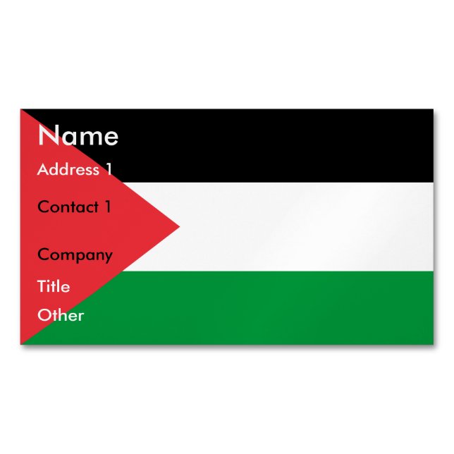 Cartão De Visitas Magnético Cartão de visita Magnet com Bandeira da Palestina (Frente)