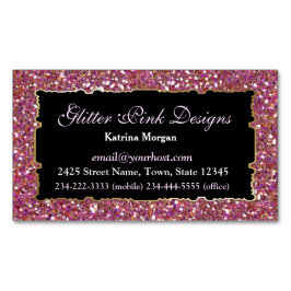 Cartão De Visitas Magnético Cartão de visita Magnética de Elegância Rosa Brilh