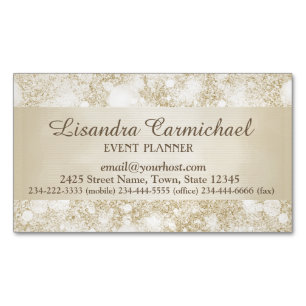 Cartão De Visitas Magnético Cartão de visita magnético de creme de Bokeh do