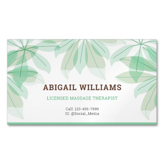 Cartão De Visitas Magnético Cartão Magnet: Serviço Terapista de Massagem (Frente)