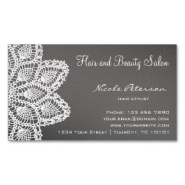 Cartão De Visitas Magnético Cartão magnético do laço branco - cabelo e salão