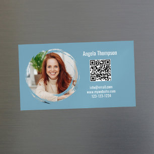 Cartão De Visitas Magnético Cartão Magnético Empresarial de Foto Azul Simples