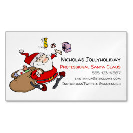 Cartão De Visitas Magnético Cartoon Informal do Papai Noel Profissional