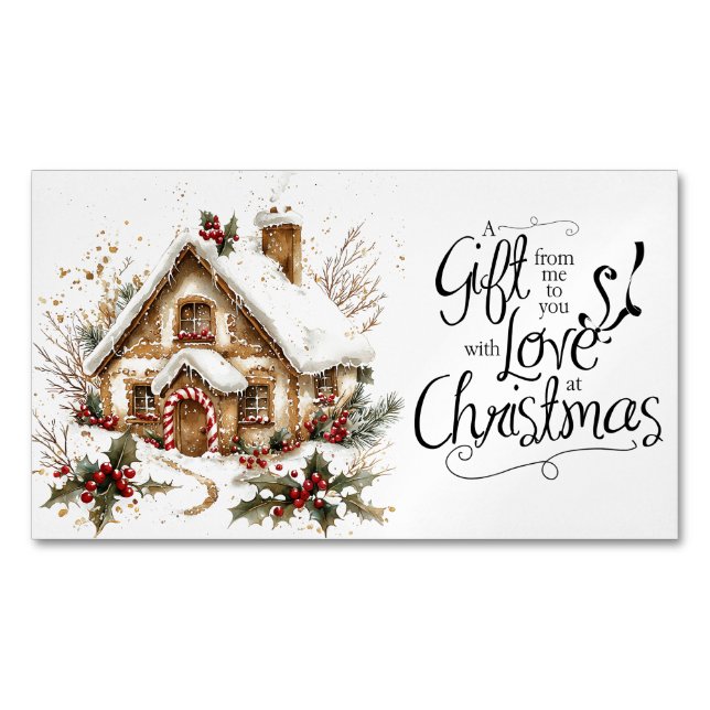 Cartão De Visitas Magnético Casa de Biscoito de Natal Presente para Você (Frente)