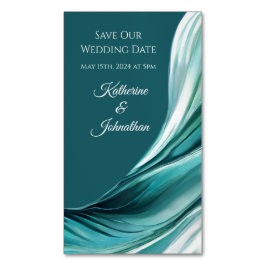 Cartão De Visitas Magnético Casamento Salve nossa Data - Moderno Emerald Green