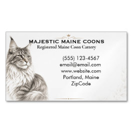 Cartão De Visitas Magnético Cattery de Maine Coon Elegante Personalizado  