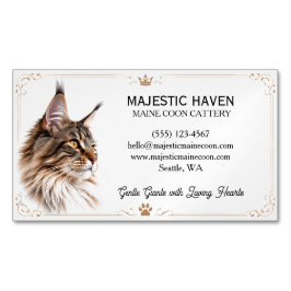 Cartão De Visitas Magnético Cattery de Maine Coon personalizável 