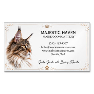 Cartão De Visitas Magnético Cattery de Maine Coon personalizável