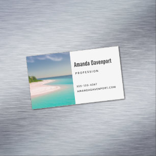 Cartão De Visitas Magnético Cena de praia tropical Oceano Água-marinha