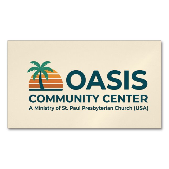 Cartão De Visitas Magnético Centro Magnético da Comunidade Oasis (Frente)