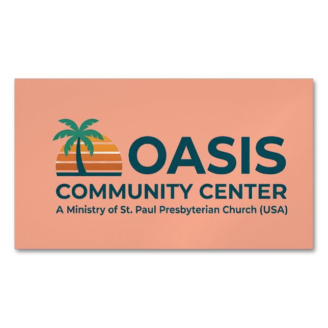 Cartão De Visitas Magnético Centro Magnético da Comunidade Oasis (Frente)