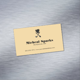 Cartão De Visitas Magnético Chapéu de chef e colheres silhuetas beige