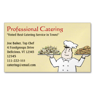 Cartão De Visitas Magnético Chef de Catering Segurando Hors D'oeuvres