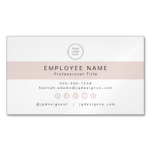 Cartão De Visitas Magnético Chique Feminino Rosa Bege Pequena Empresa
