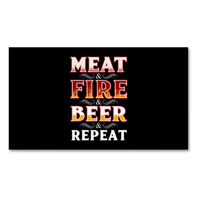 Cartão De Visitas Magnético CHURRASCO | Repetição do Fumar de Carne Fumante de (Frente)
