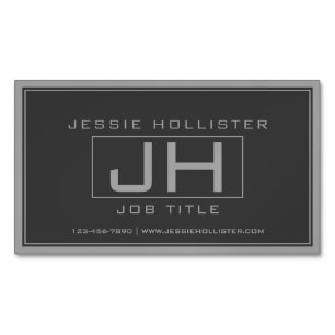 Cartão De Visitas Magnético Cinza Bonita e Cinza Escuro Profissional