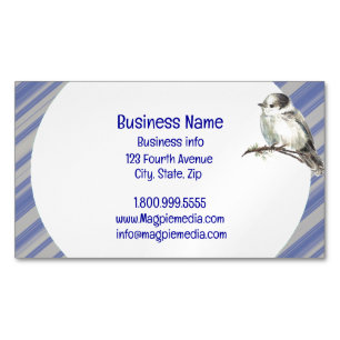 Cartão De Visitas Magnético Cinza de aquarelas Jay Bird Willife Nature Art Bus