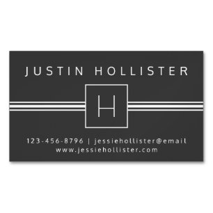 Cartão De Visitas Magnético Cinza escuro profissional moderno clássico do