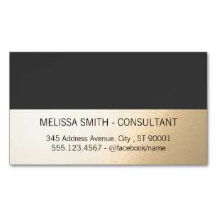 Cartão De Visitas Magnético Cinzas Douradas simples profissionais