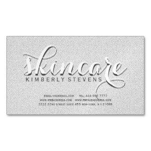 Cartão De Visitas Magnético Cinzas Falsas E Brilho Branco