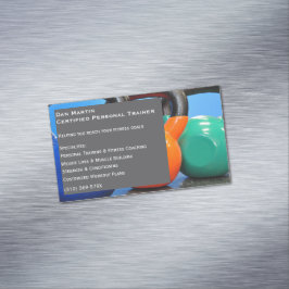 Cartão De Visitas Magnético Cinzas Pesos Gym Centro de Malhação Pessoal do Tre